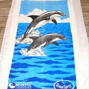 Vintage Ocean Spray beach towel Dolphins center for Marine Conservation